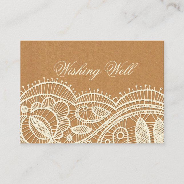 Carte D'accompagnement Mariage papier dentelle et Kraft (Devant)