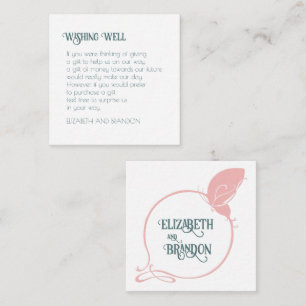 Carte D'accompagnement Mariage papillon rose Art nouveau qui souhaite bie