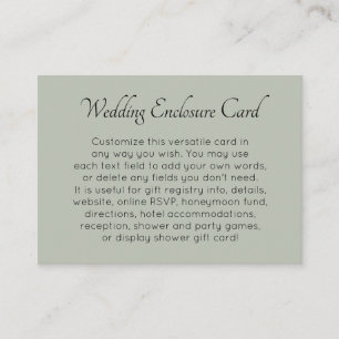 Carte D'accompagnement Mariage personnalisé, simple et polyvalent vert sa