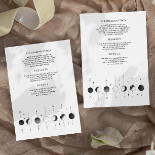 Carte D'accompagnement Mariage Phases de Lune Croissant Noir Blanc Célest