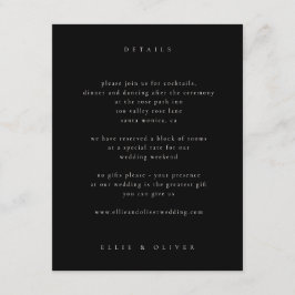 Carte D'accompagnement Mariage photo Beige & Black Boho Moderne