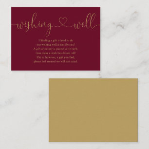 Carte D'accompagnement Mariage puits de souhaits écriture Burgundy Or Cœu