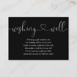 Carte D'accompagnement Mariage puits de souhaits écriture coeur noir et b