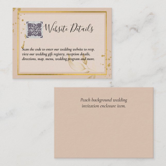 Carte D'accompagnement Mariage QR CODE RSVP DONS DETAILS Website (Devant / Derrière)