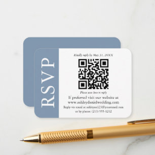 Carte D'accompagnement Mariage QR moderne RSVP Dusty bleu et blanc