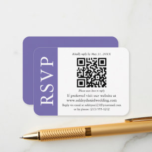 Carte D'accompagnement Mariage QR moderne RSVP Periwinkle et blanc