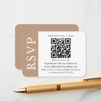 Mariage QR moderne RSVP Taupe et blanc