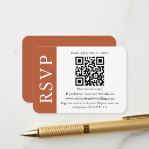 Carte D'accompagnement Mariage QR moderne RSVP Terracotta et blanc
