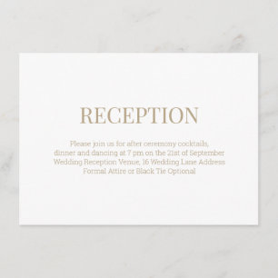 Carte D'accompagnement Mariage Réception Moderne Monogramme Or Blanc