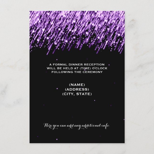 Carte D'accompagnement Mariage Réception Party Falling Stars Violet (Devant)