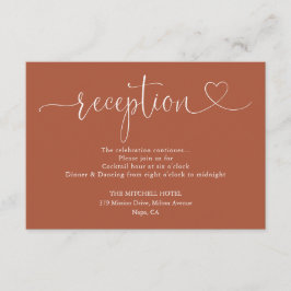 Carte D'accompagnement Mariage Réception Terracotta Heart Script