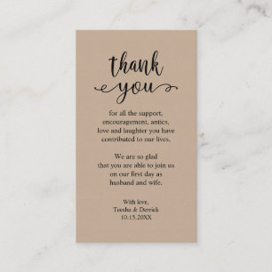 Carte D'accompagnement Mariage Remerciements, Kraft Brun Rustique Moderne