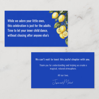 Carte D'accompagnement Mariage réservé aux adultes💙🍋 Azul & Limone