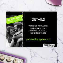 Carte D'accompagnement Mariage Rock and Roll Billetterie Concert Boarding