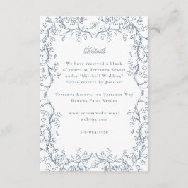 Carte D'accompagnement Mariage romantique bleu français antique chinoiser