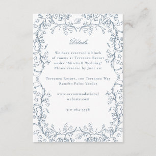 Carte D'accompagnement Mariage romantique bleu français antique chinoiser
