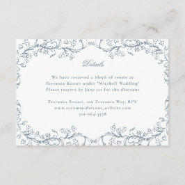 Carte D'accompagnement Mariage romantique bleu français antique chinoiser