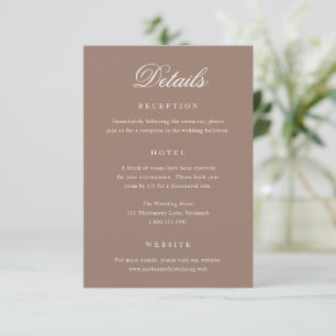 Carte D'accompagnement Mariage Romantique Brun Élégant