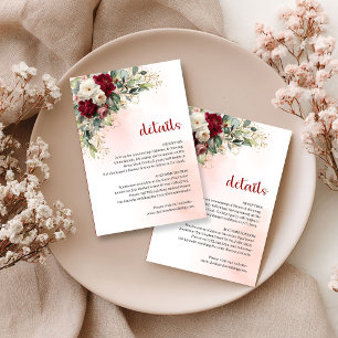 Carte D'accompagnement Mariage romantique en Bourgogne avec fleurs et ver