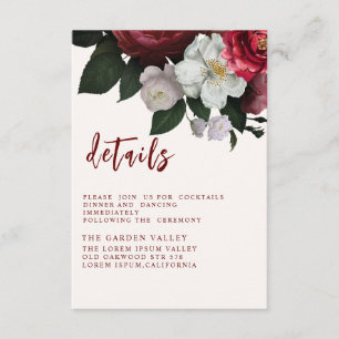Carte D'accompagnement Mariage romantique en cuivre rouge de Bourgogne