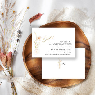 Carte D'accompagnement Mariage Romantique Gold & Blush Pressé Fleurs