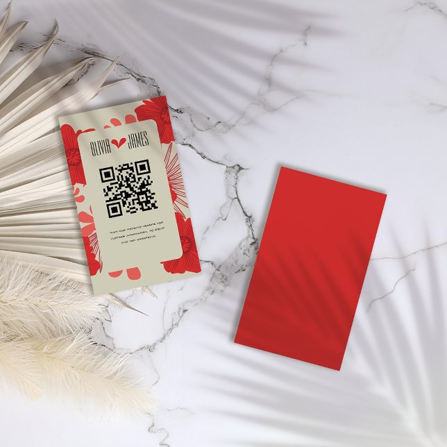 Carte D'accompagnement Mariage romantique rouge floral (Créateur téléchargé)