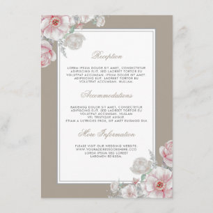 Carte D'accompagnement Mariage rose et blanc Informations Invité
