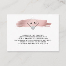 Carte D'accompagnement Mariage Rose Gold Foil Coeur Monogrammes DÉTAILS