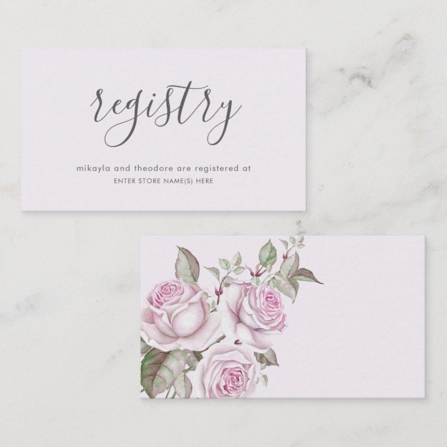 Carte D'accompagnement Mariage Rose pourpre (Devant / Derrière)