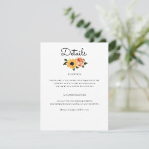 Carte D'accompagnement Mariage Rose Sunflower Fall