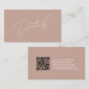 Carte D'accompagnement Mariage rose vif moderne Détails Script