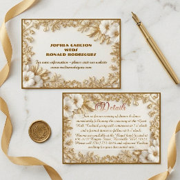 Carte D'accompagnement Mariage Royal Romantique Classique Luxe Orné Or