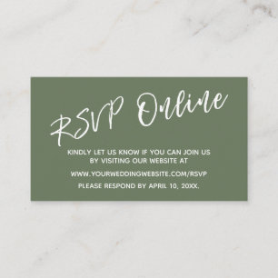 Carte D'accompagnement Mariage RSVP en ligne écriture Décontractée Olive