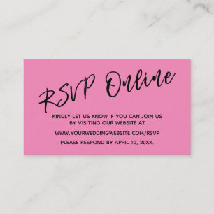 Carte D'accompagnement Mariage RSVP en ligne écriture manuscrite rose bri