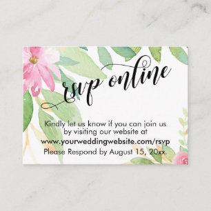 Carte D'accompagnement Mariage RSVP en ligne élégante typographie & Fleur