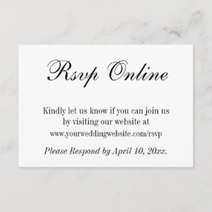 Carte D'accompagnement Mariage RSVP en ligne simple élégant noir et blanc