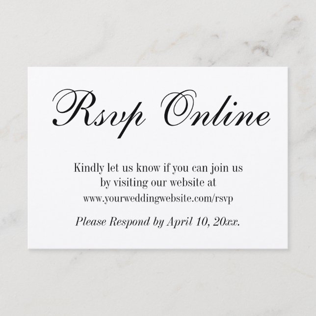 Carte D'accompagnement Mariage RSVP en ligne simple élégant papier Kraft (Devant)