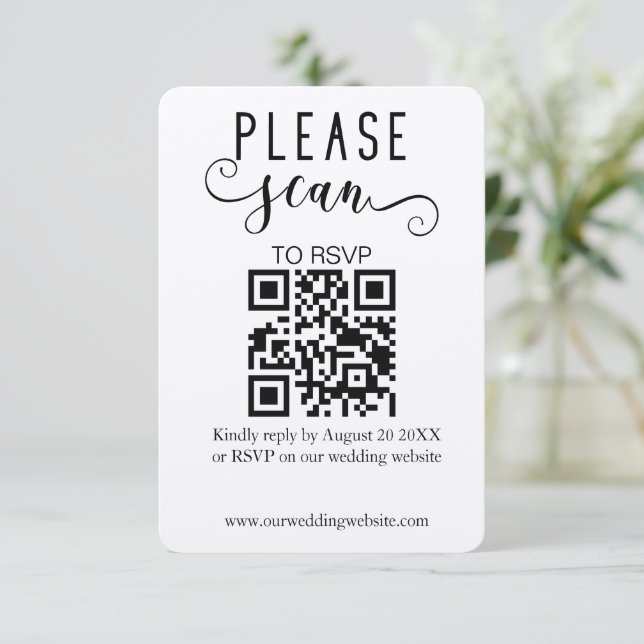 Carte D'accompagnement Mariage RSVP Kraft QR Code moderne et élégant (Debout devant)
