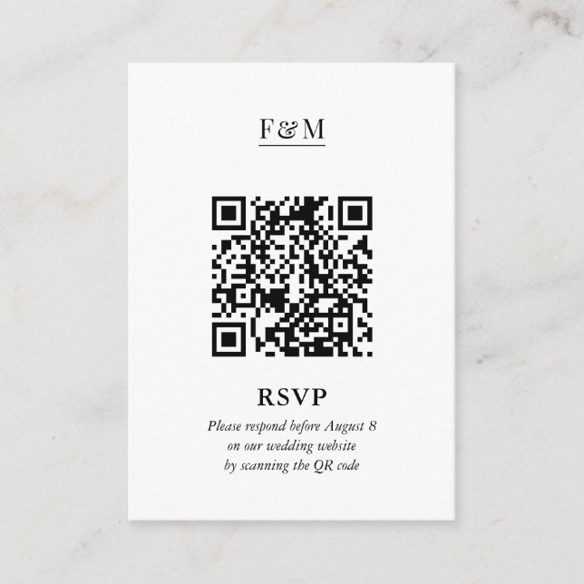 Carte D'accompagnement Mariage RSVP Minimal Chic QR Code (Devant)