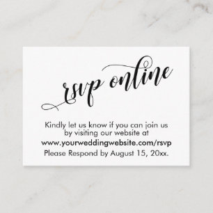 Carte D'accompagnement Mariage RSVP Online Elegant Typographie Insertion