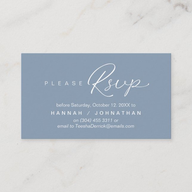 Carte D'accompagnement Mariage RSVP par téléphone ou par courriel réponse (Devant)
