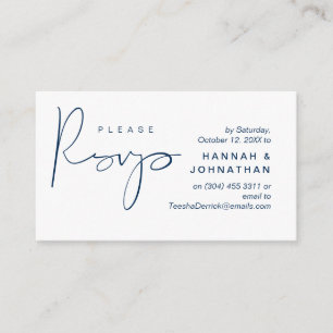 Carte D'accompagnement Mariage RSVP par téléphone ou par courriel réponse