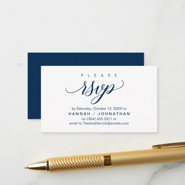 Carte D'accompagnement Mariage RSVP par téléphone ou par courriel réponse (Devant/Arrière en situation)