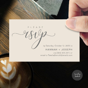 Carte D'accompagnement Mariage RSVP par téléphone ou par courriel réponse