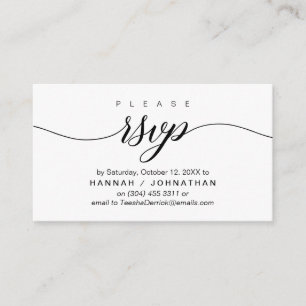 Carte D'accompagnement Mariage RSVP par téléphone ou par courriel réponse