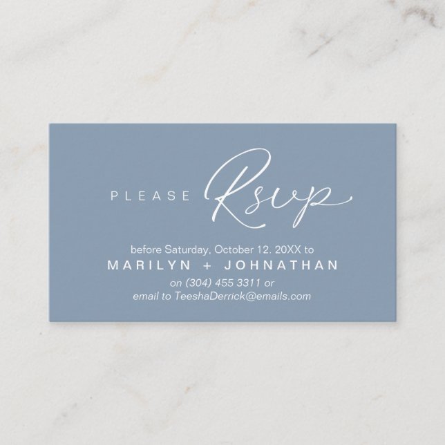 Carte D'accompagnement Mariage RSVP par téléphone ou par courriel réponse (Devant)