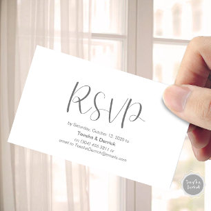 Carte D'accompagnement Mariage RSVP, répondre, Script minimaliste