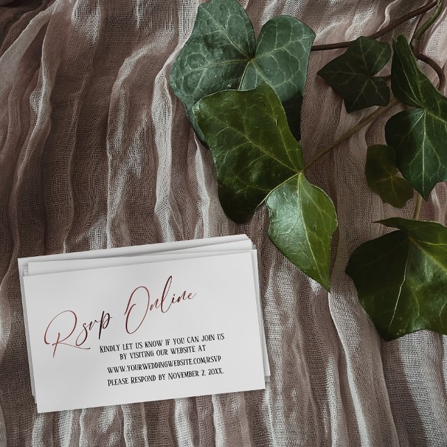Carte D'accompagnement Mariage RSVP Rose en ligne Gold Elegant écriture m (Créateur téléchargé)