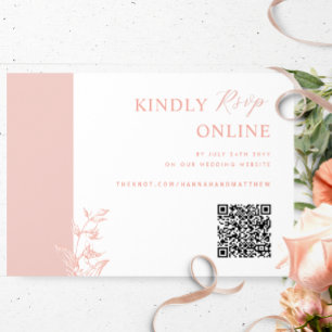 Carte D'accompagnement Mariage RSVP RSVP de code QR élégant et rose vierg