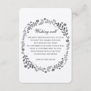 Carte D'accompagnement Mariage rustique. Fontaine de vœux en kraft floral
